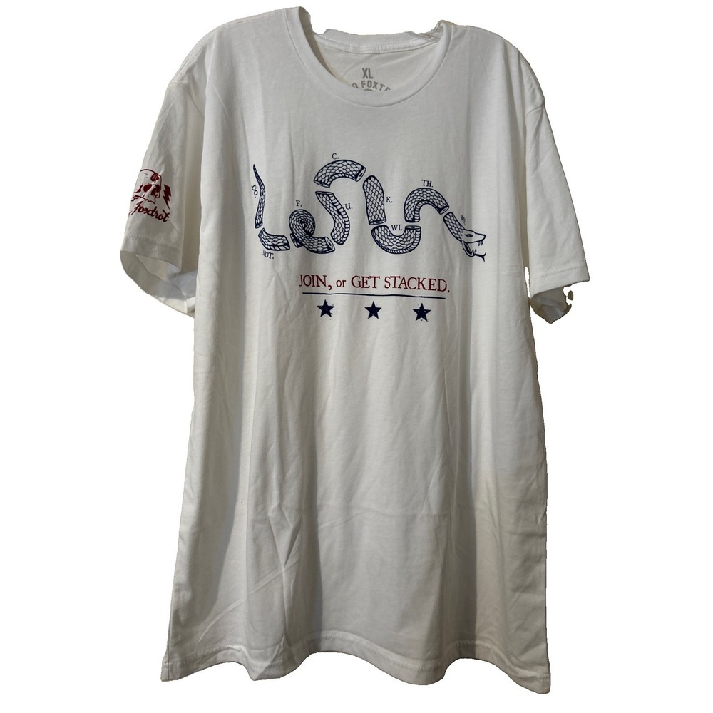 Zero Foxtrot Men's XL Graphic Design T-Shirt "Join Or Get Stacked"